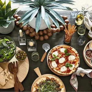 Serving Board Handmade Ash Wood Round Cutting Board NEW by Pottery Barn